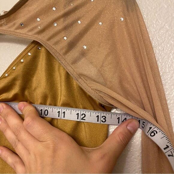 Weissman elite Dance costume bronze tan poet Long Sleeve The Weather 16698 LC - Picture 9 of 12